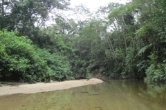 Águas cristalinas no rio Jaguareguava.
